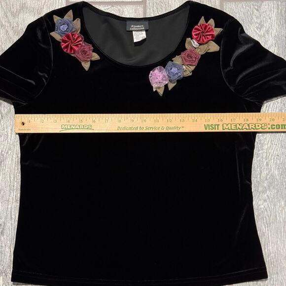 Vintage NWT Velvety Woman’s Blouse L/XL With 3D Floral Embellishments at Collar - Picture 7 of 8